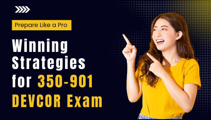 A happy girl showcasing Prepare Like a Pro: Winning Strategies for 350-901 DEVCOR Exam