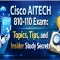 Cisco AITECH 810-110 Exam banner showing AI robot using tablet with certification study materials, checklist, and exam preparation tips illustration.