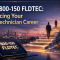 An image showing a clear, ascending pathway with a glowing "800-150 FLDTEC" on a foreground tablet, symbolizing career advancement for a field technician after certification.
