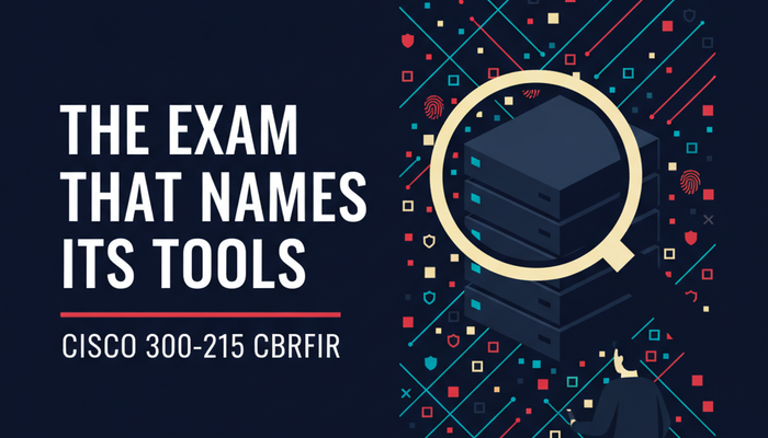Cisco 300-215 CBRFIR exam banner for the forensic analysis and incident response concentration exam